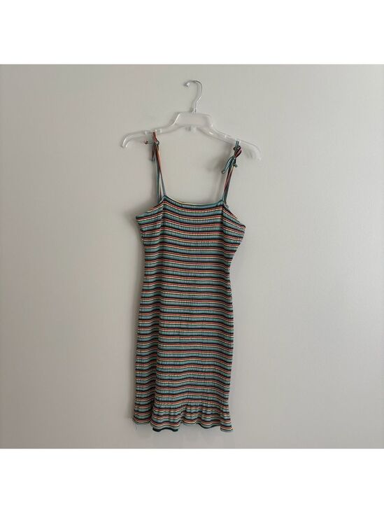 Betsey Johnson Dresses & Skirts - Betsey Johnson Tie Straps Striped Ruffle Multicolor Knit Mini Dress Size M